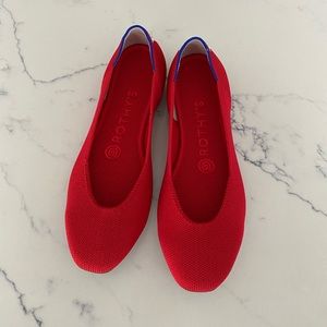 Rothy’s square-toe flats.  Cardinal red-6. Never worn